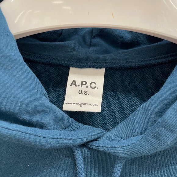A.P.C. BEAU HOODIE SWEATSHIRT IN TEAL BLUE - Picture 8 of 10